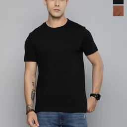 Moda Rapido Men Pack Of 2 Solid Round Neck Cotton T-shirts-image-17
