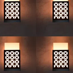 Gojeeva Black 4 Pieces Textured Contemporary Rectangle Shaped Wooden Wall Lamp-image-38