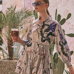HOUSE OF FETT Tropical Print Satin A-Line Mini Dress-image-56