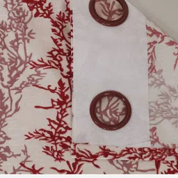 AJISH Maroon & White Set of 2 Floral Window Curtain image 4