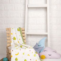KICKS & CRAWL White & Green Floral 210 GSM Single Bed Blanket-image-0