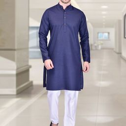 PulseIQ Mandarin Collar Pure Cotton Straight Kurta-image-99