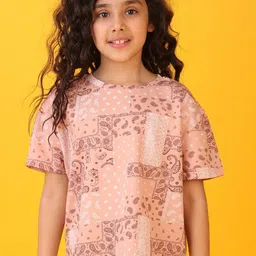 Anthrilo Girls Floral Printed Pockets T-shirt-35