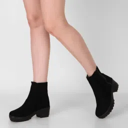 Amazing Design Women's Ankle Length Block Heel Stylish Fashionable Black Boots | Boots For Women-image-3