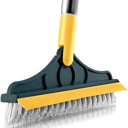 Bathroom cleaning brush with wiper 2 in 1 tiles cleaning brush floor scrub Plastic Wet and Dry Brush-image-29