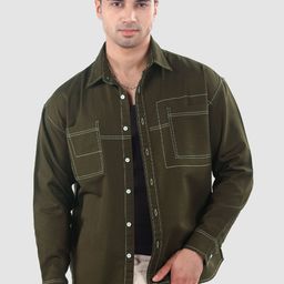 Beyoung Men Relaxed Fit Solid Spread Collar Cotton Casual Shirt-image-71
