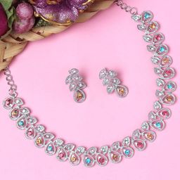 Atasi International Silver-Plated American Diamond-Studded Jewellery Set-image-31