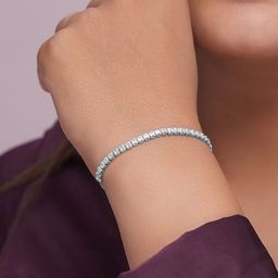 SWASHAA Women Cubic Zirconia Silver-Plated Wraparound Bracelet-image-4