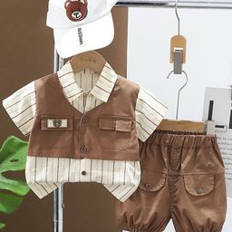 StyleCast x Revolte Boys Striped Pure Cotton Shirt With Shorts-image-44