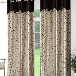 Galaxy Home Decor Brown Set of 2 Floral Door Curtain-image-104