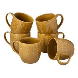 Clay Craft Fine Ceramic Apex Brown Coffee Mugs Set Of 6, Cups For Tea & Coffee, Mugs Set image 3