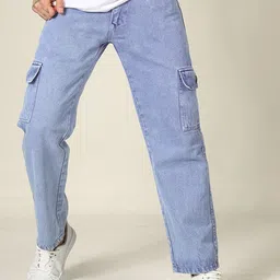 PLUS 91 Men Regular Fit Mid-Rise Acid Wash Cargo Styles Jeans-image-69