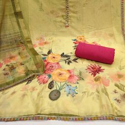 KALINI Floral Printed Beads and Stones Unstitched Dress Material-picture-30