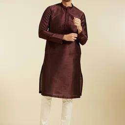 Diwas by Manyavar Mandarin Collar Thread Work Straight Kurta-picture-49