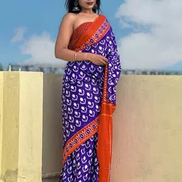 HERE&NOW Pure Cotton Bagru Saree-image-21