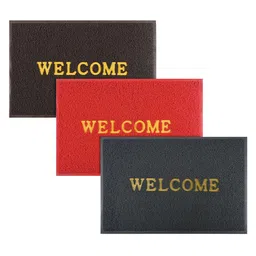 Kuber Industries Pack of 3 Anti-Slip Welcome Print Grass Door Mats for Home-70