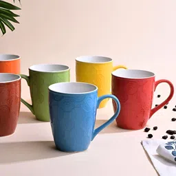 Storepedia Red & Blue 6 Pieces Textured Matte Ceramic Mugs-image-11