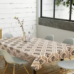 Dakshya Industries Cream-Coloured Floral Waterproof Plastic 6-Seater Table Cover-image-18
