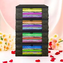 Aura Black 4 Pieces Foldable Multi-Utility Organisers-56