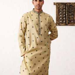 Jompers Men Floral Embroidered Chikankari Floral Kurta-image-43