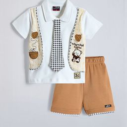 Hopscotch Boys White Pure Cotton 2 Piece Cotton Teddy Adventure Formal Set-picture-33