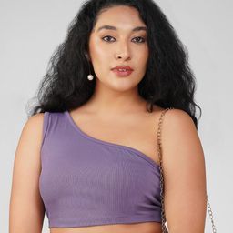 Elibolz Striped One Shoulder Tank Crop Top-image-96