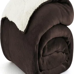 Cloth Fusion Brown & White AC Room 233 GSM Reversible Double Bed Blanket-image-68