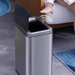 The Better Home Silver Toned Stainless Steel Sensor Touch Dustbin - 9L-35