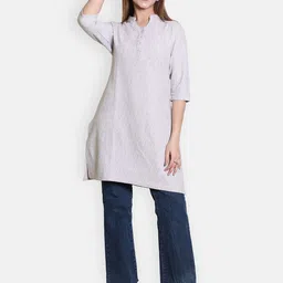 BAESD Woven Design V-Neck Pure Cotton Jacquard Kurti-image-51