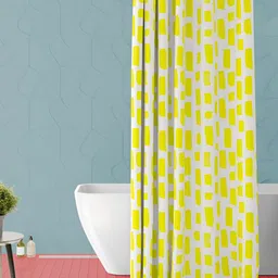 ArtzFolio Yellow & White Printed Waterproof Shower Curtain-12