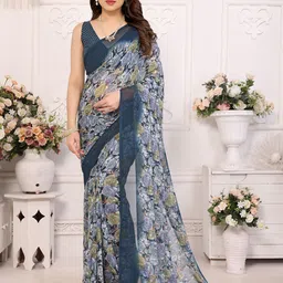 Nirmohi Fashion Floral Printed Pure Georgette Saree-image-65