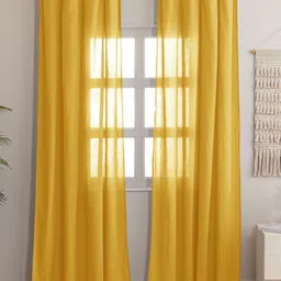 HOMEMONDE Yellow Set of 2 Sheer Long Door Curtain-12