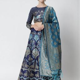 Mr Y Women Blue Semi-Stitched Lehenga & Unstitched Blouse With Dupatta-picture-22