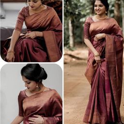 CaniBani Maroon Silk Blend Banarasi Sarees-image-78
