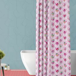 ArtzFolio White & Pink Printed Water Proof Shower Curtain-image-94