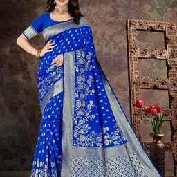 AMK FASHION Ethnic Motifs Woven Design Zari Kanjivaram Saree-picture-23