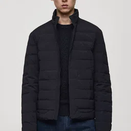MANGO MAN Water Resistant Mock Collar Padded Jacket-image-22
