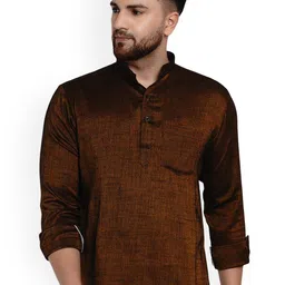 VEERA PARIDHAAN Band Collar Straight Short Kurta-image-8