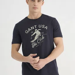 GANT Men Typography Printed Round Neck Cotton T-shirt-image-8