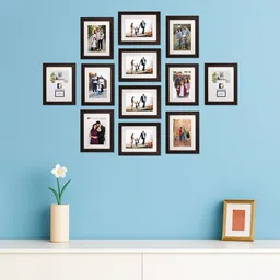 Kuber Industries Brown & White 12 Pieces Wooden Wall Photo Frames-image-21