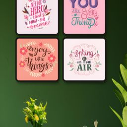 Livin'luxe White & Pink 4 Pieces Quote Printed Wall Arts-picture-9