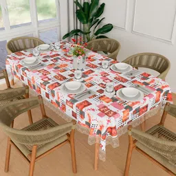 Aura White Geometric Printed Waterproof 6-Seater Rectangle 1.52 m x 2.3 m PVC Table Cover-image-95