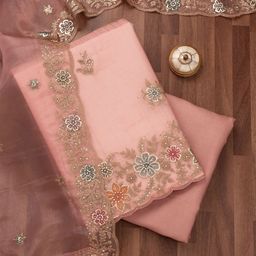 Koskii Floral Embroidered Sequinned Unstitched Dress Material-image-46