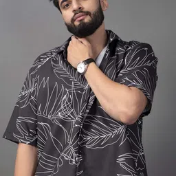 BROWN BROTHERS Unisex Spread Collar Floral Printed Cotton Oversized Casual Shirt-image-63