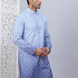 Jompers Men Geometric Printed Thread Work Floral Anarkali Kurta-picture-9