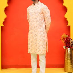 Jompers Men Embroidered Regular Sequinned Kurta with Pyjamas-13