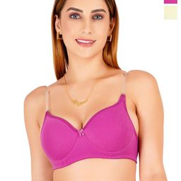 Liigne Pack Of 2 Full Coverage Lightly Padded T-shirt Bra with Transparent Strap-image-31