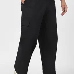 Urbano Plus Men Black Loose Baggy Fit Solid Cargo Chino Pant-image-77