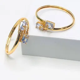 RKB Sales Set Of 2 Gold-Plated American Diamond Studded Bangles-14