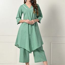 Laado - Pamper Yourself Women Pleated Pure Cotton Kurta with Palazzos-picture-50
